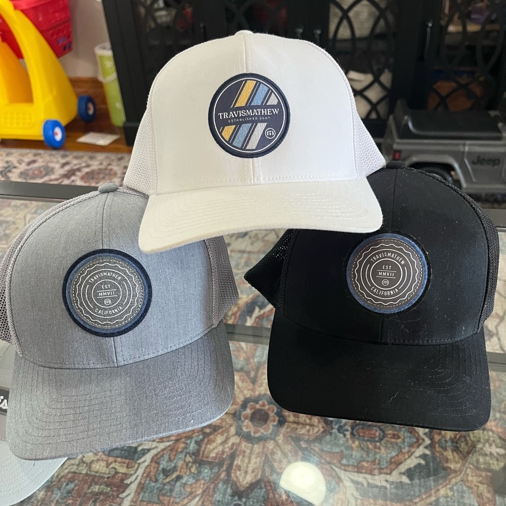 3 NEVER WORN Travis Mathew’s golf hats